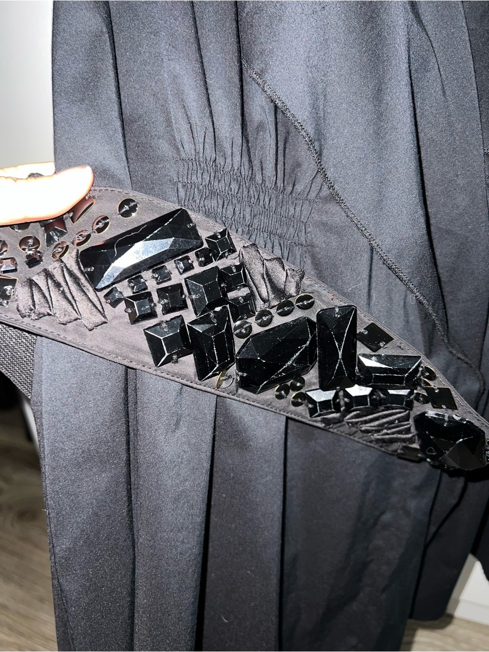 BCBGMaxAzria Black Ruffle Wrap-Style Mini Dress - Picture 2 of 4